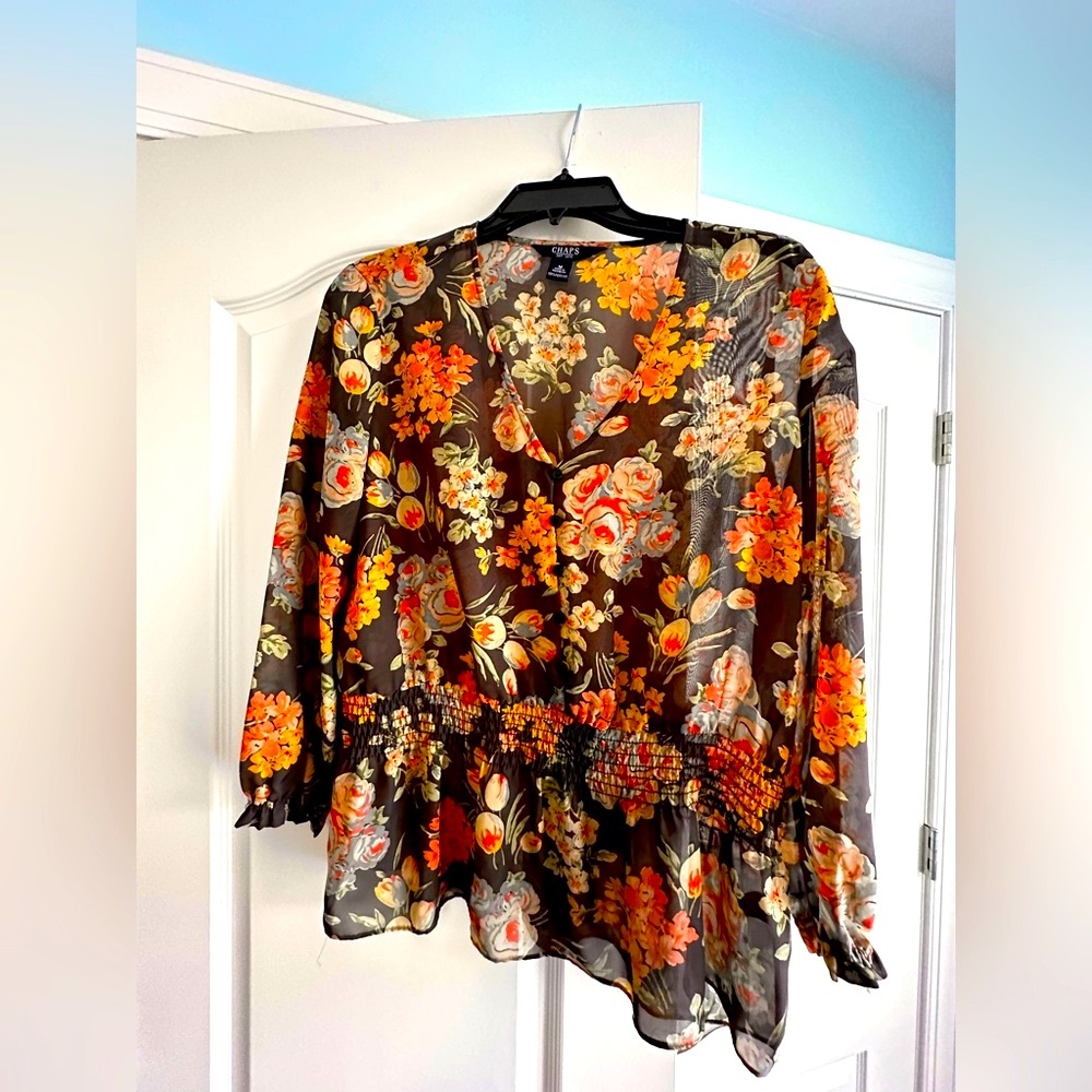 Sheer blouse by Chaps Size Medium 3/4 sleeve